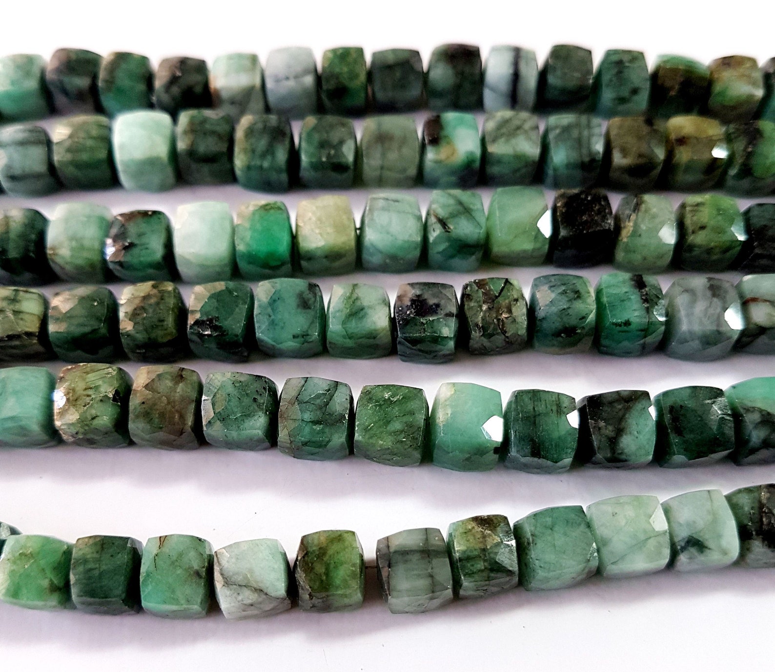 Emerald Box Beads Gemstone Emerald Faceted Cube Shape Beads 7 Etsy