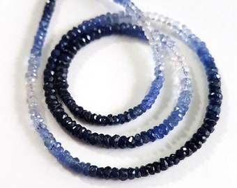 Blue Sapphire Faceted Rondelle Beads, Blue Sapphire beads, Sapphire Gemstone Beads, Blue Sapphire Rondelle Beads For Jewelry making.