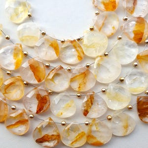 Golden Rutilated Heart Beads Rutile Faceted Heart Shape Briolette Gemstone Bio Color Rutile Beaded Necklace AAA Rutile Jewelry 10 Pieces image 5