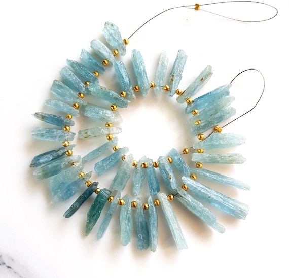 Blue Kyanite Raw Long Crystal Gemstone | Gemstone Kyanite Minerals, Natural Paraiba Kyanite Drilled Long Sticks Minerals Kyanite Stick Rough