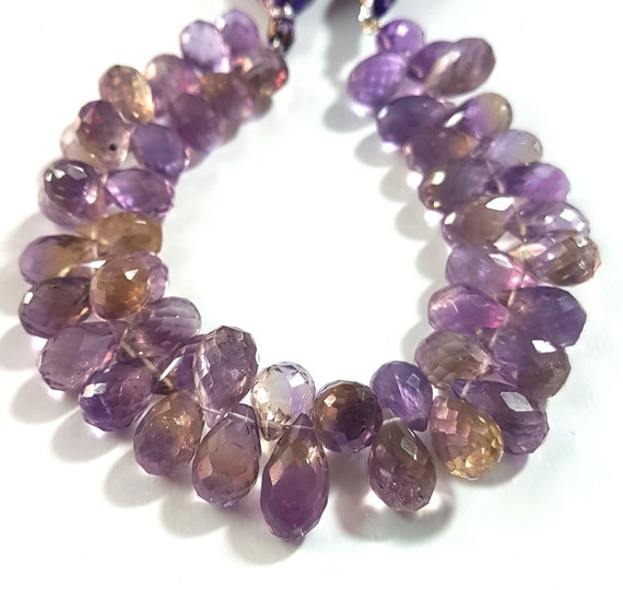 Ametrine Beads Gemstone Ametrine Faceted tear drops beads Shape Beads 8X12 mm to 8X15 mm Size Approx Beads 6 inch Strand AQ NO--14