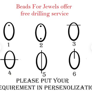 May include: Diagram showing six different ways to drill holes in beads for jewelry making. The diagram shows a bead with a single hole at the top, a bead with two holes at the top, a bead with a horizontal hole across the center, a bead with a vertical hole through the center, a bead with a horizontal hole across the center and a vertical hole through the center, and a bead with a vertical hole through the center.