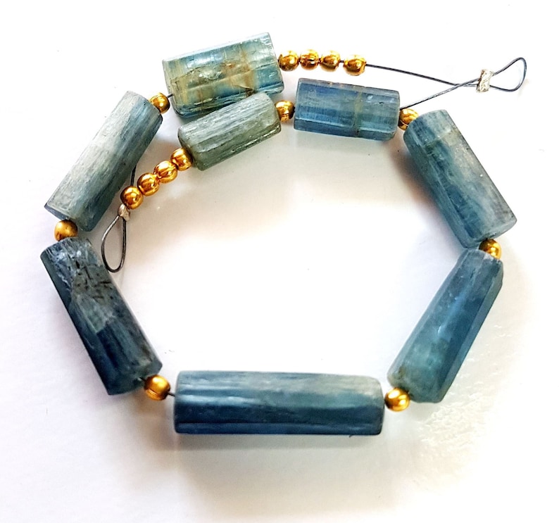 1422 Natural Kyanite Beads Gemstone Kyanite Faceted Tube Shape Beads 4X8 mm to 4X17 mm Size Approx Beads 5 inch Strand SA No.