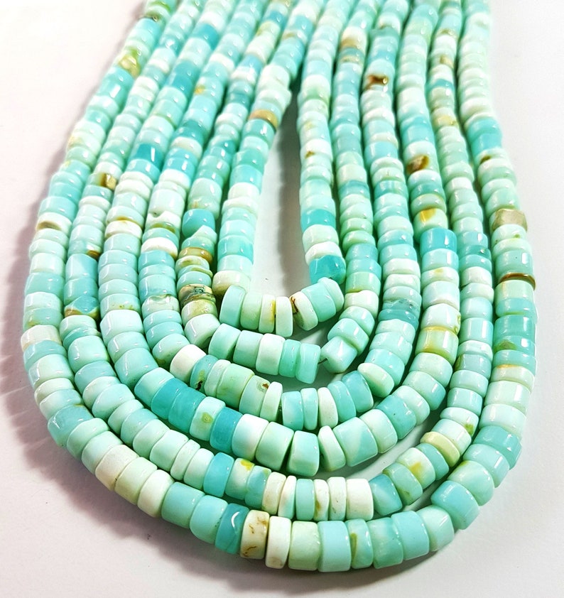 Natural Blue Opal Round Beads Gemstone Blue Opal Smooth Tire Shape Beads 7 mm to 8 mm Size Approx Beads 12 inch Strand SA No. 1684