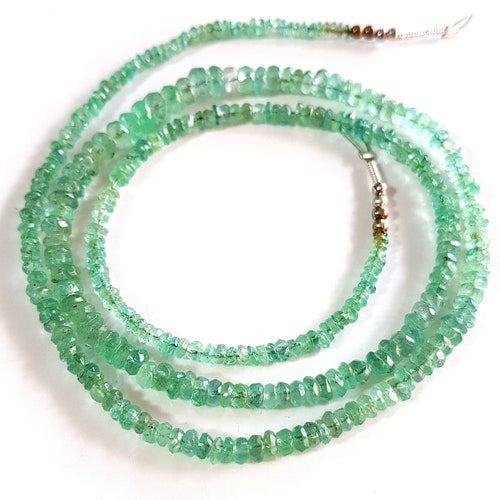 FINE QUALITY 2024 Emerald Beads Gemstone Emerald Faceted Rondelles Shape Beads 1 mm to 4 mm Size Approx Beads 20 inch Strand SA No.- 1463