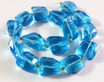 Amazing ! Swiz Blue Topaz Quartz Gemstone Faceted Tumble shape beads 15X15 - 14X24mm Swiss Blue Topaz Quartz Beads Hydro Quartz AAA Gemstone