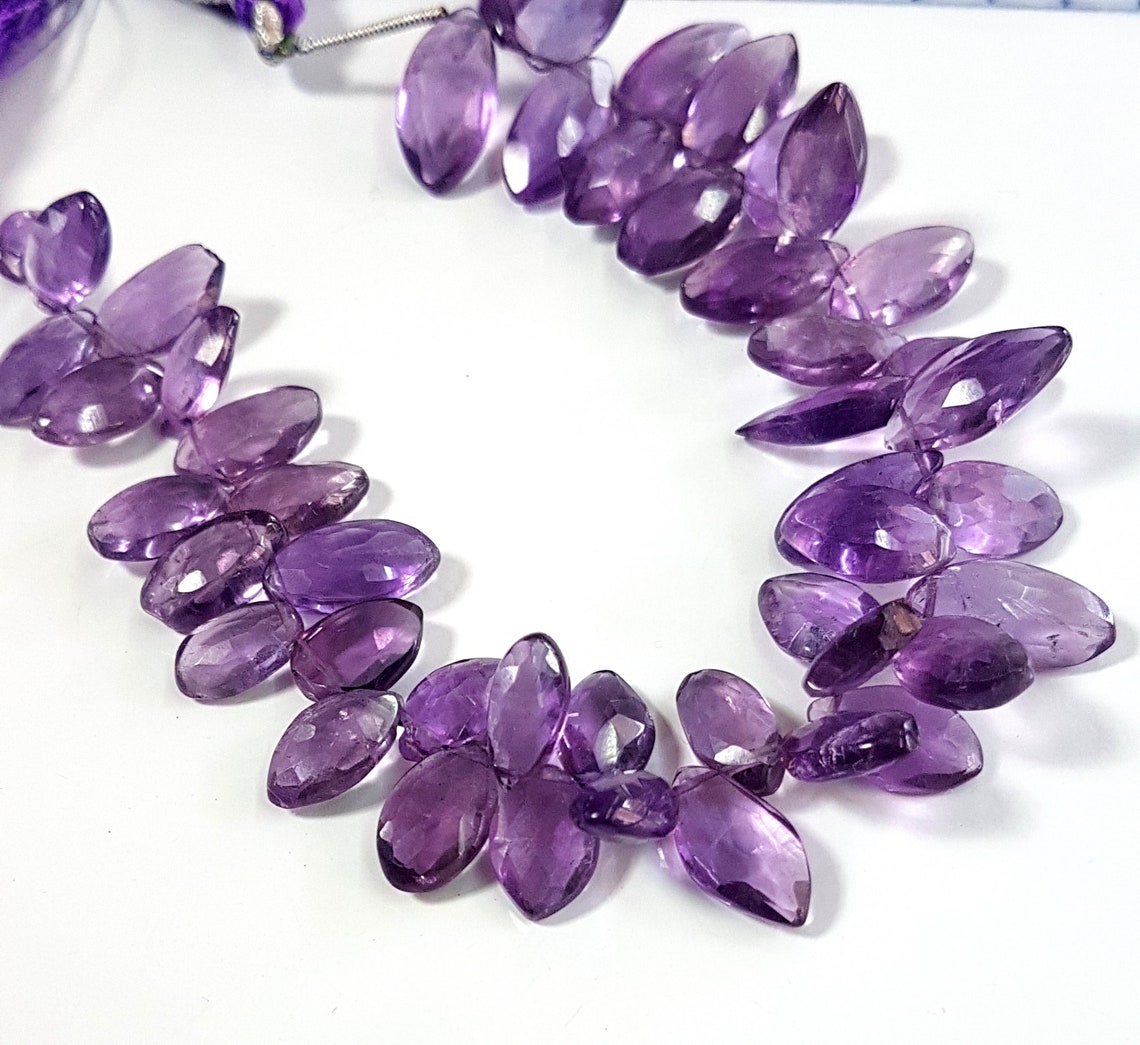 Amethyst Beads Gemstone Amethyst Faceted Marquis Shape Beads Etsy UK