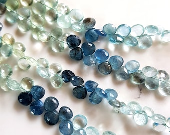 Natural Moss Aquamarine Gemstone | Moss Aquamarine Faceted Heart Shape Beads For Jewelry Making | 7x7 - 8X8 mm Size Approx. 9 inch Strand