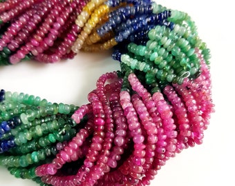 Natural Multi Sapphire Gemstone | Sapphire Rondelles Shape Beads For Jewelry Making |  Gemstone Gift |  2 - 3 mm Size Approx. 15 inch Strand