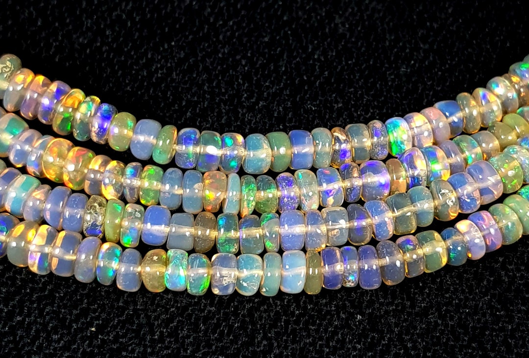 Natural Ethiopian Opal Gemstone Welo Fire Opal Rondelles Beads 2.5 Mm ...