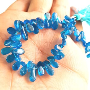 Neon Apatite Beads,  Smooth Pear Shape Apatite Gemstone, Apatite Beaded Necklace Natural Apatite Gemstone Beads for Jewelry Making.