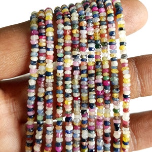 Natural Multi Sapphire Beads Gemstone | Mix Sapphire Faceted Rondelles Shape Beads For Jewelry Making | 3 mm Size Approx. 18 inch Strand