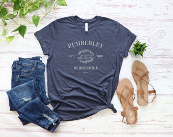 Mr Darcy Pride and Prejudice Jane Austen Shirt: Cotton Blend Heather Midnight Navy XS-4XL