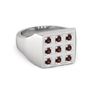 Garnet Men&#39;s ring, 925 Sterling Silver Garnet Ring For Him, Natural Gemstone Ring, Engagement Ring For Him, Fine Jewelry, Personalized ring