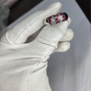 Ruby Wedding Band- 925 sterling silver ruby band- Natural Gemstone Ruby With CZ Band- Engagement Ring- Men fine Ring in all size