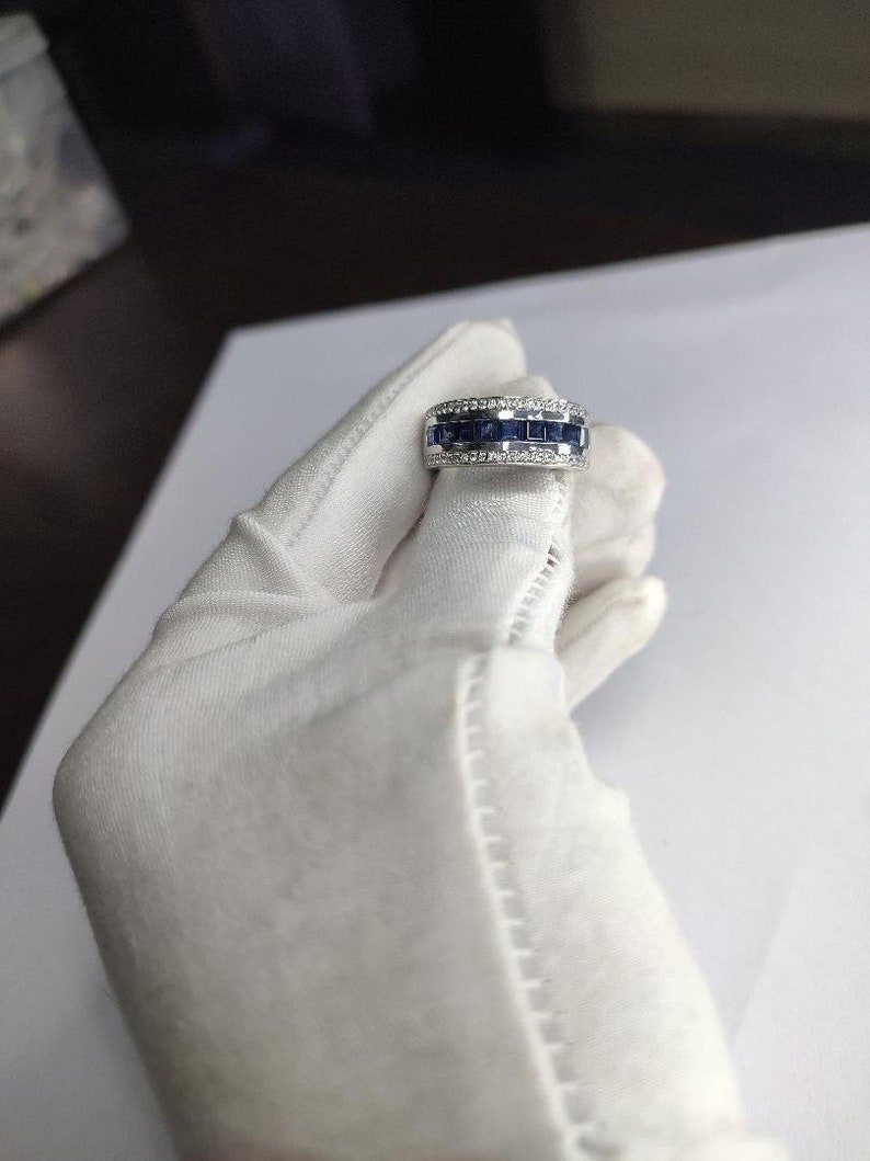 Birthday Gift Ring- Handmade Women's Ring- 925 Sterling Silver Ring- Sapphire And Cubic shops Zirconia Ring- Engagement Ring- Gift Ring For Her