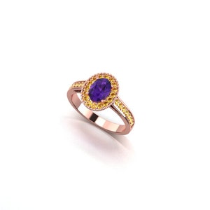 Massief 10K goud - natuurlijke amethist & citrien edelsteen band- fijne ring sieraden- mooie verjaardag cadeau ring sieraden uit India-solide ring