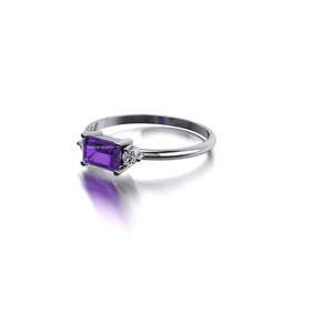 925 Sterling Silver - Natural Amethyst & White Topaz Gemstone - Handmade Women&#39;s Fine Ring Jewelry - Beautiful Fine Ring Jewelry