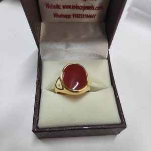 Ruby Gemstone Men&#39;s Ring- 14k Solid Gold Wedding Ring For Men-Bazel Ruby Ring- Natural Stone Ring in Gold- Handmade Fine Men Ring- July Ring