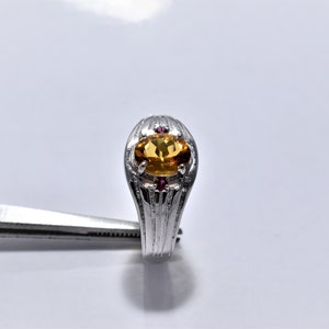 Solid 10k white gold Citrine Ring, Fine Gemstone Handmade Citrine Ring, Unisex Ring From India, Solid Engagement Fine Gift ring Jewelry