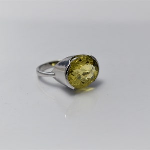 solid 925 sterling silver ring- natural citrine gemstone fine ring- single stone bazel style ring- November birthstone ring- birthday gift