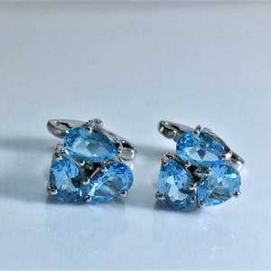 Blue Topaz Cufflink, 925 solid sterling silver cufflink, handmade natural gemstone fine cufflink, men engagement cufflink, custom cufflink