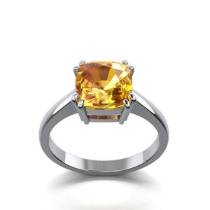 Handgemachte 925 Silber Citrin Ring: Edelstein Band im Kissenschliff