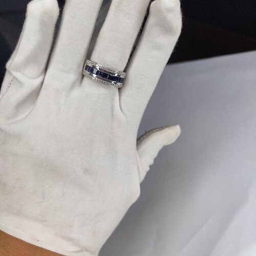 Birthday Gift Ring- Handmade Women's Ring- 925 Sterling Silver Ring- Sapphire And Cubic shops Zirconia Ring- Engagement Ring- Gift Ring For Her