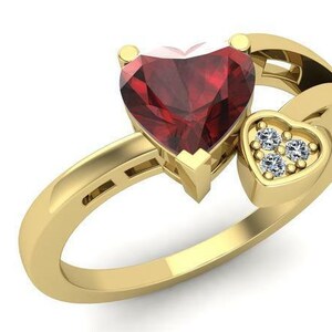Solid 925 Sterling Silver Garnet & CZ Ring - Natural Beautiful Ring - Birthday Solid Ring Jewelry - Fine Handmade Beautiful Solid Jewelry