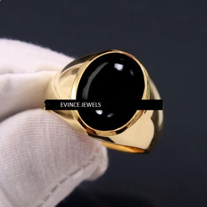 925 Sterling Silver Ring- Black Onyx Gemstone Ring- Signet Ring- Men Oval Ring- Birthday Fine Ring Jewelry- statement Ring India