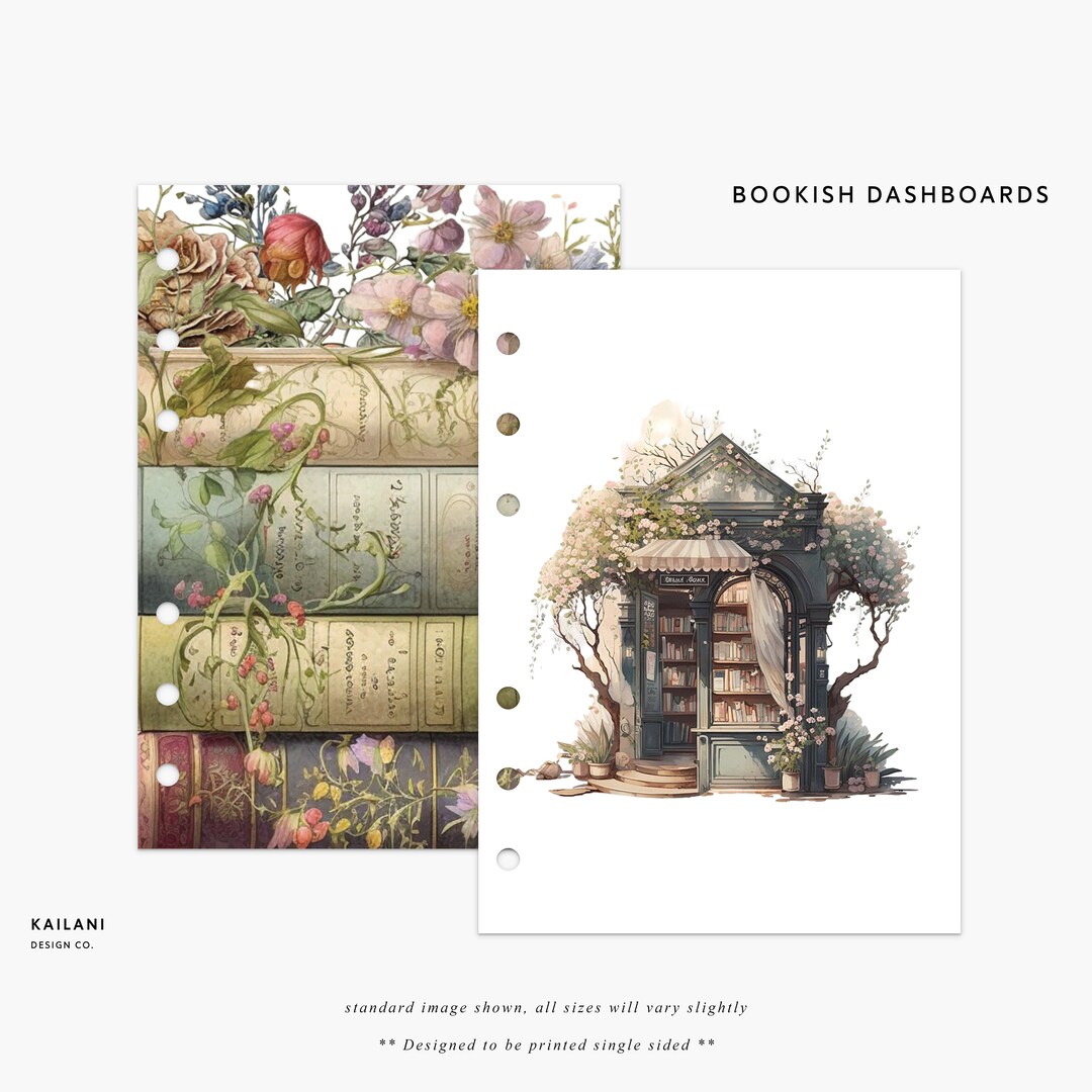 A6 Floral Bookshelf Dividers, Printable Section Dashboards (PDF Pattern ...