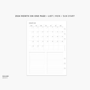 2024 A5 Monthly Planner Printable Insert, Month On One Page Printable, Printable Monthly Planner Inserts, A5 Planner Printable Monthly