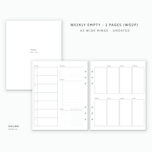 A5 Wide Weekly Planner Inserts, Erin Condren Inserts, Week on Two Pages, Printable Weekly Planner, Undated Weekly, A5 Wide Insert