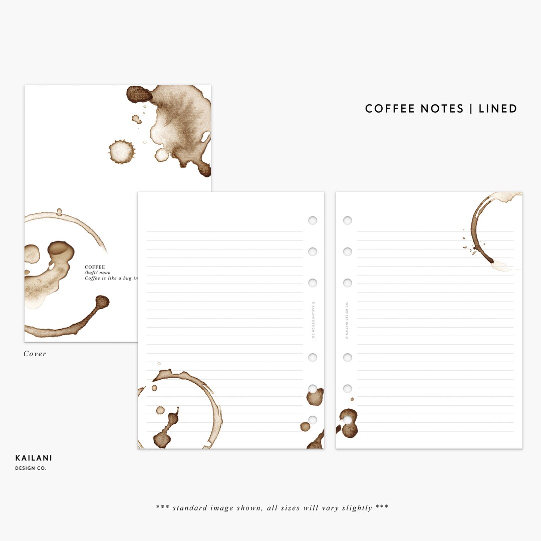 Personal Wide Lined Notes, Coffee Stain Design (PDF Pattern) - Etsy