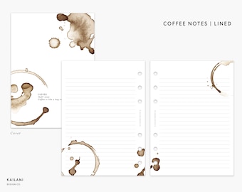 Personal Wide Lined Notes, Coffee Stain Design (PDF Pattern)