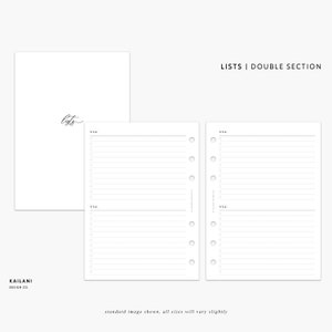 A6 LISTS Inserts, Minimal Design, Tasks, Checklist, PRINTABLE