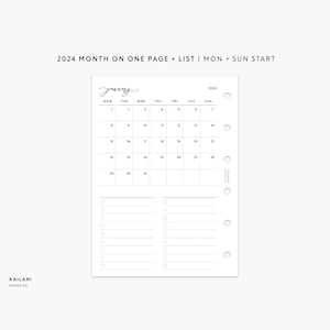 Pocket Monthly Planner Printable, 2024 Monthly, Month On One Page, Filofax Inserts, Pocket Lined, 2024 Pocket Calendar