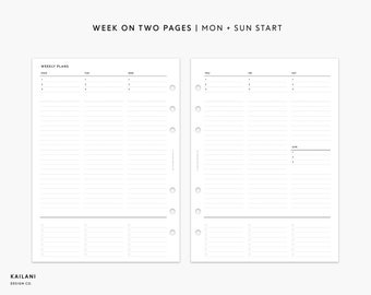 A5 Weekly Planner Printable Week on Two Pages Wo2p - Etsy
