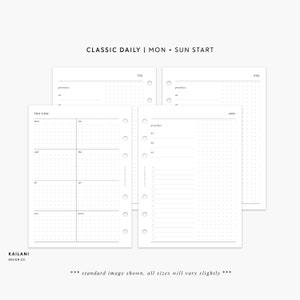 Personal Wide Undated Daily Planner Inserts, Week on One Page, Daily Agenda, WO1P, Weekly Agenda, Undated Weekly, Daily Tasks