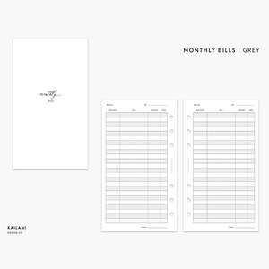 Monthly Bills Tracker, Printable Expense Inserts (PDF)