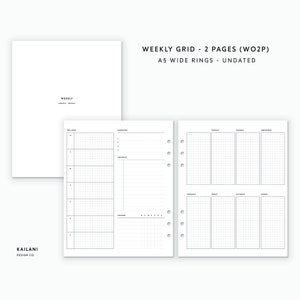 A5 Breite Wochenplaner Einlagen, Erin Condren Einlagen, Woche auf zwei Seiten, druckbarer Wochenplaner, Undatiert Weekly, A5 Breite Einlage