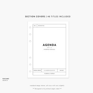 Personal Planner Dashboard Set, Printable Dividers, Personal Dashboards, 46 Titles Included! LV MM Agenda