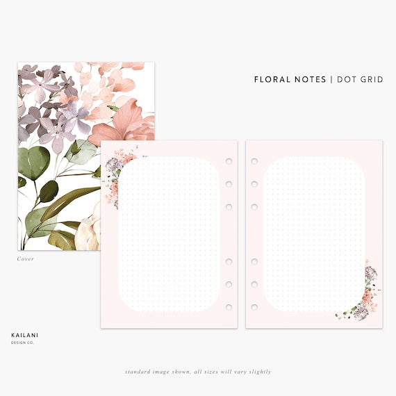 Floral Dot Grid Notes, Personal Journal Inserts (PDF Pattern)