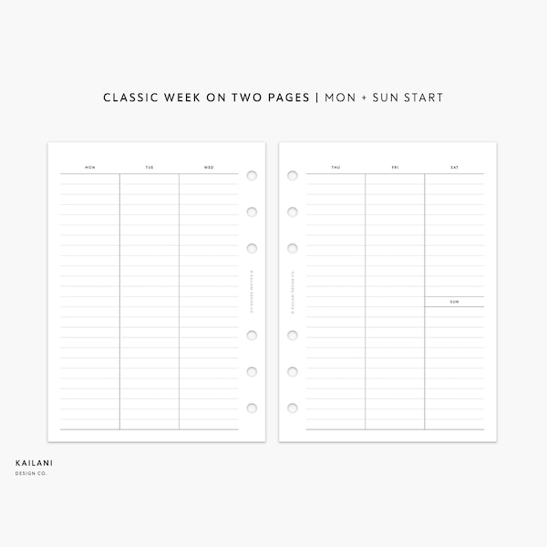 Week on Two Pages Planner - Etsy