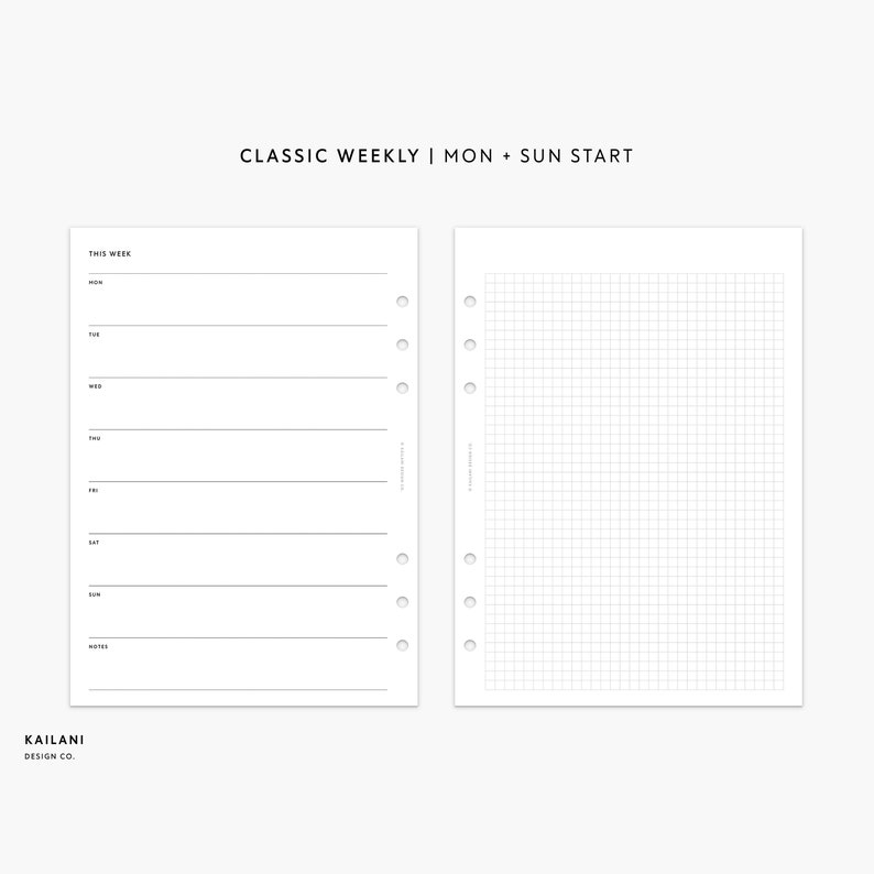 A5 Undated Weekly Planner Printable Planner Inserts Week on - Etsy