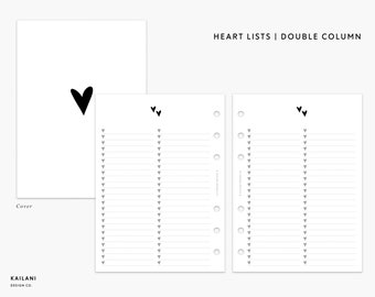 A5 Heart Lists Journal, Wide Notes, To-Do Lists (PDF Pattern)