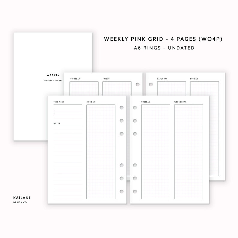 A6 Weekly Planner Inserts Erin Condren Inserts Weekly Etsy