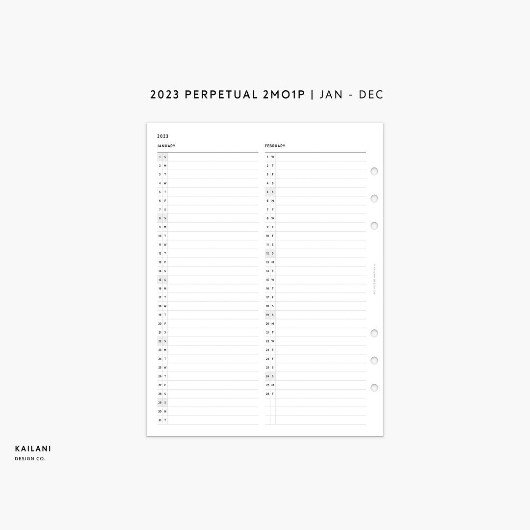 A5 wide 2023 at a glance monthly planner printable inserts etsy