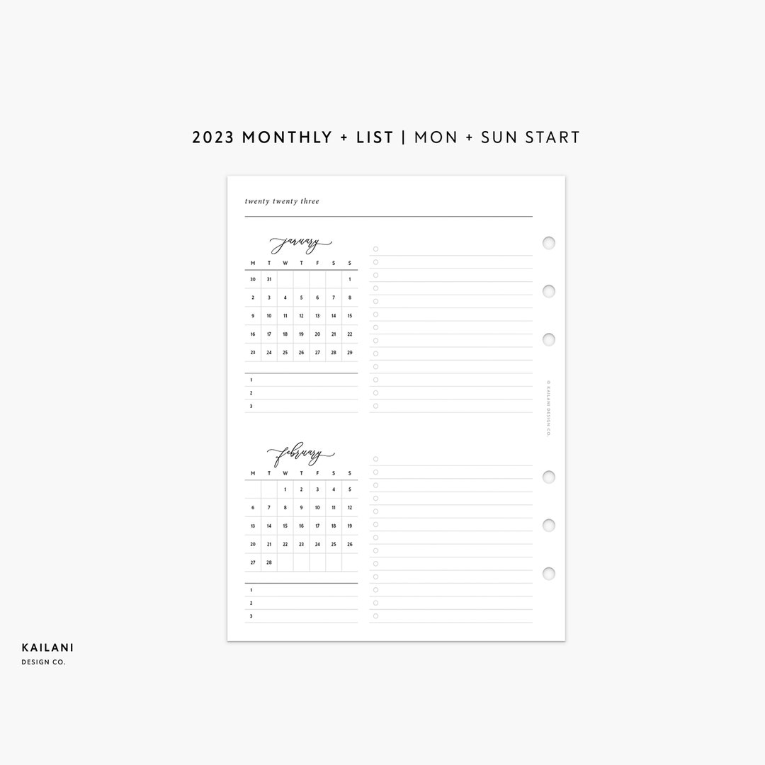 B6 2023 at A Glance Monthly Planner 2023 Calendar Two Months Etsy
