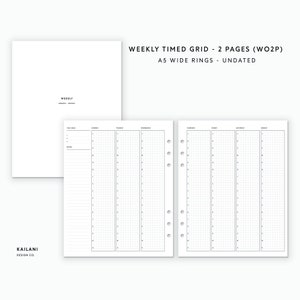 A5 Wide Weekly Planner Inserts, Erin Condren Inserts, Week on Two Pages, Printable Weekly Planner, Undated Weekly, A5 Wide Insert